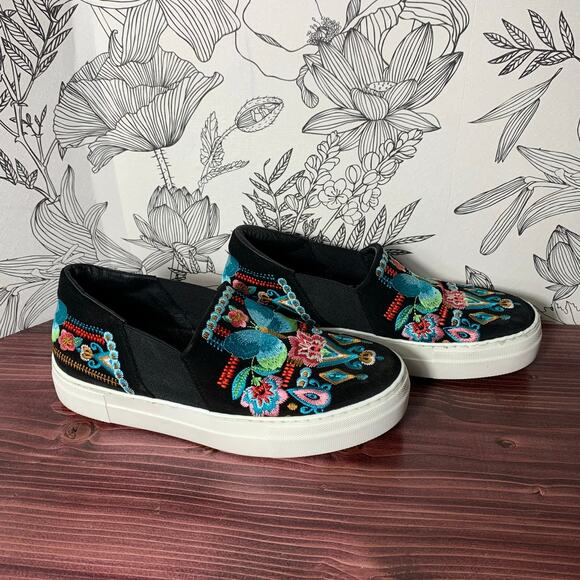 Womens Johnny Was Vinny Floral Loafers Black Size 7 EUC! - Picture 2 of 6